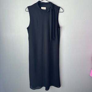 Vintage Talbots Mock Neck Black Sleeveless Dress Womens 14 Jackie O Style